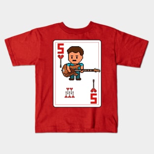 Pixelrockstars Five of Hearts Playing Card Kids T-Shirt